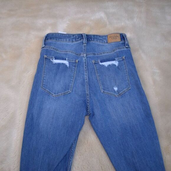 Abercrombie Fitch Highrise Ankle Jeans Size 2/26 Blue Stretch Skinny Distressed - Picture 3 of 10